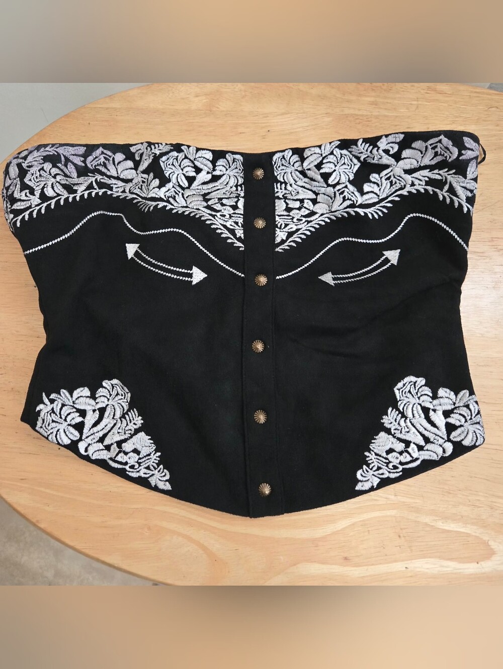 Black Embroidered Button-Front Women’s Skirt